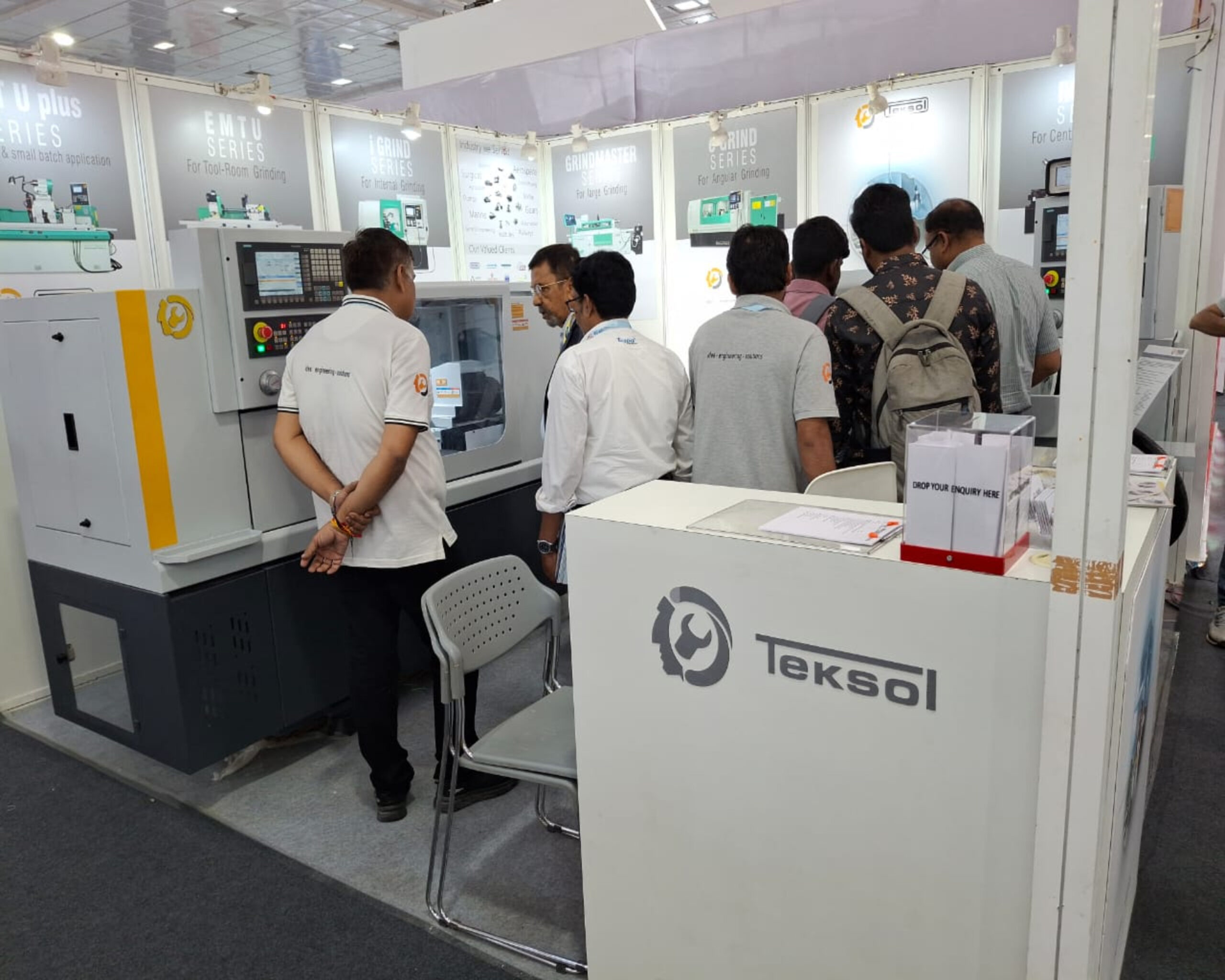 Front view of booth B-84B with Teksol brand banners