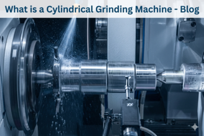 Close-up of cylindrical grinding machine process with grinding wheel finishing a steel shaft