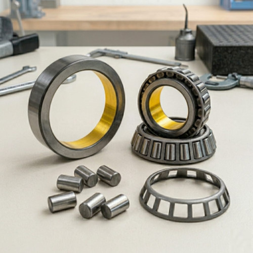 Taper roller bearing inner and outer ring bore grinding with taper bore highlighted showing grinding zones in CNC internal grinding process