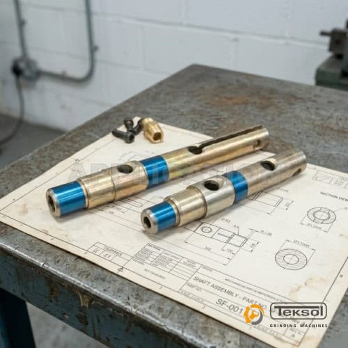 fan shaft diameter grinding application highlighted in blue on cylindrical grinding machine